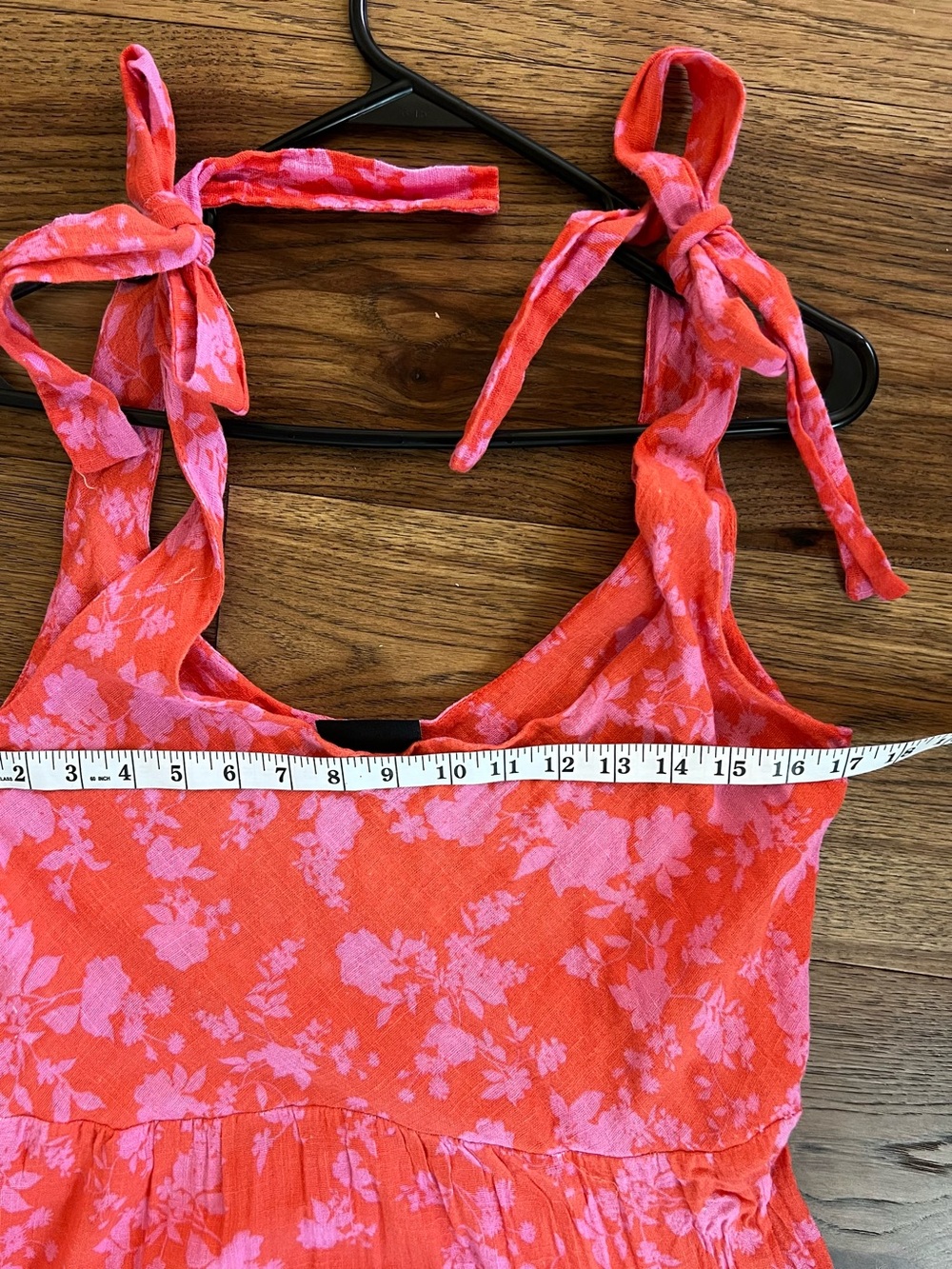 Vici Pink and orange Floral Tie-Shoulder cotton Midi Dress size Medium - Picture 4 of 9